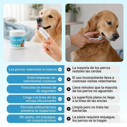 Toallitas Dentales Premium para Perros Limpia y Desinfecta