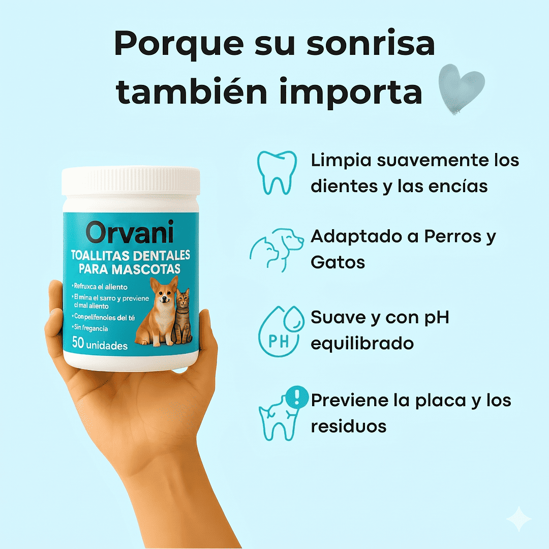 Toallitas Dentales Premium para Perros Limpia y Desinfecta